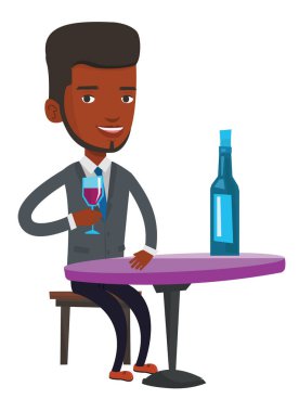 Restoranda şarap içme adam.