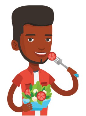 Adam yeme sağlıklı sebze salatası.