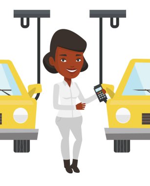 Araba için otomatik montaj hattı kontrol işçi