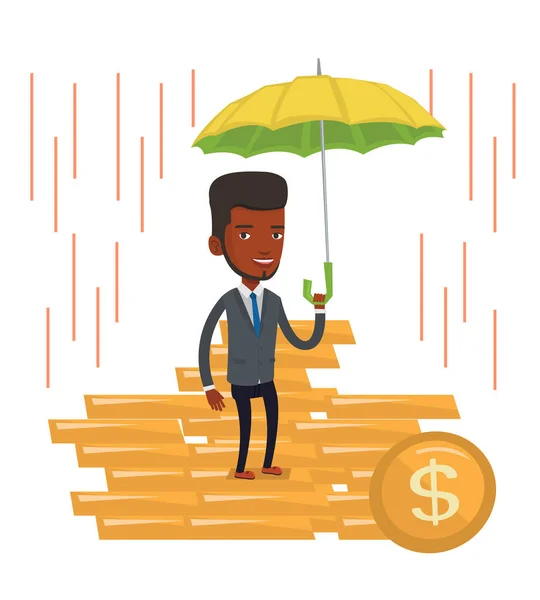Agente de seguros hombre de negocios con paraguas . — Vector de stock
