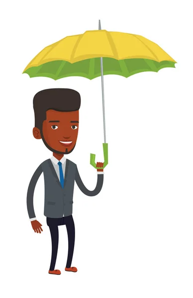 Businessman insurance agent with umbrella. — Stock Vector