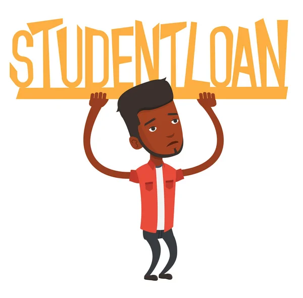 Man met teken van student lening. — Stockvector