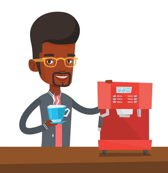 Hombre haciendo ilustración vector de café . — Vector de stock