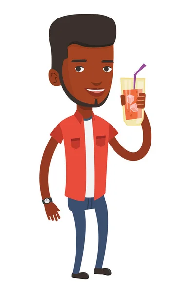 Hombre beber cóctel vector ilustración . — Vector de stock