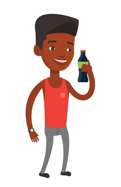 Young man drinking soda vector illustration. — Stock Vector