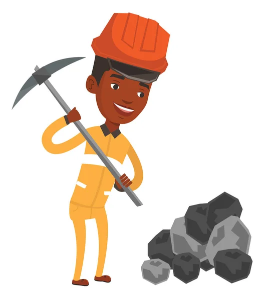 Miner working with pickaxe vector illustration. — Stock Vector