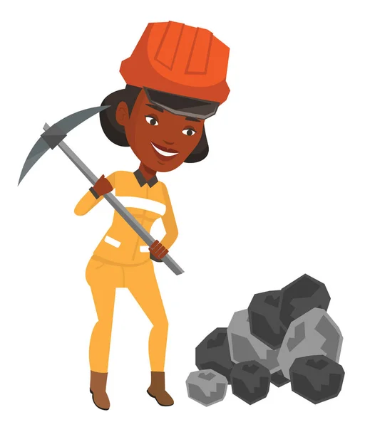 Minero trabajando con pickaxe vector ilustración . — Archivo Imágenes Vectoriales