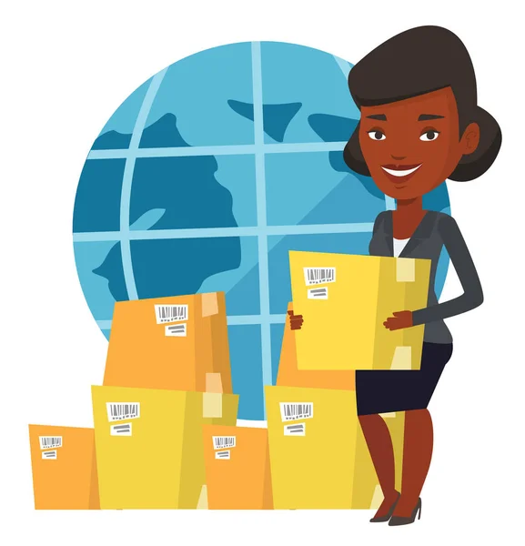 Business worker of international delivery service. — Stock Vector
