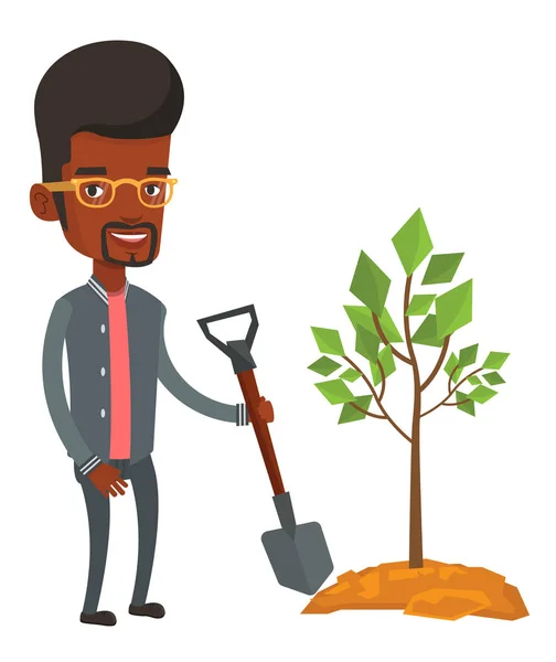 Man plants tree vector illustration. Royalty Free Stock Vectors