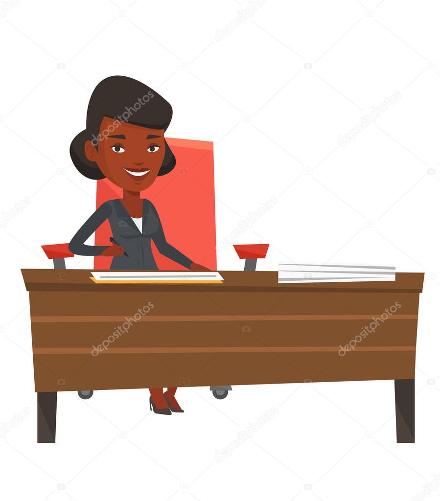 Signing of business contract vector illustration.