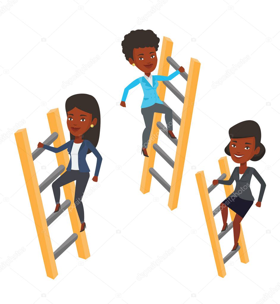 Business people climbing to success.