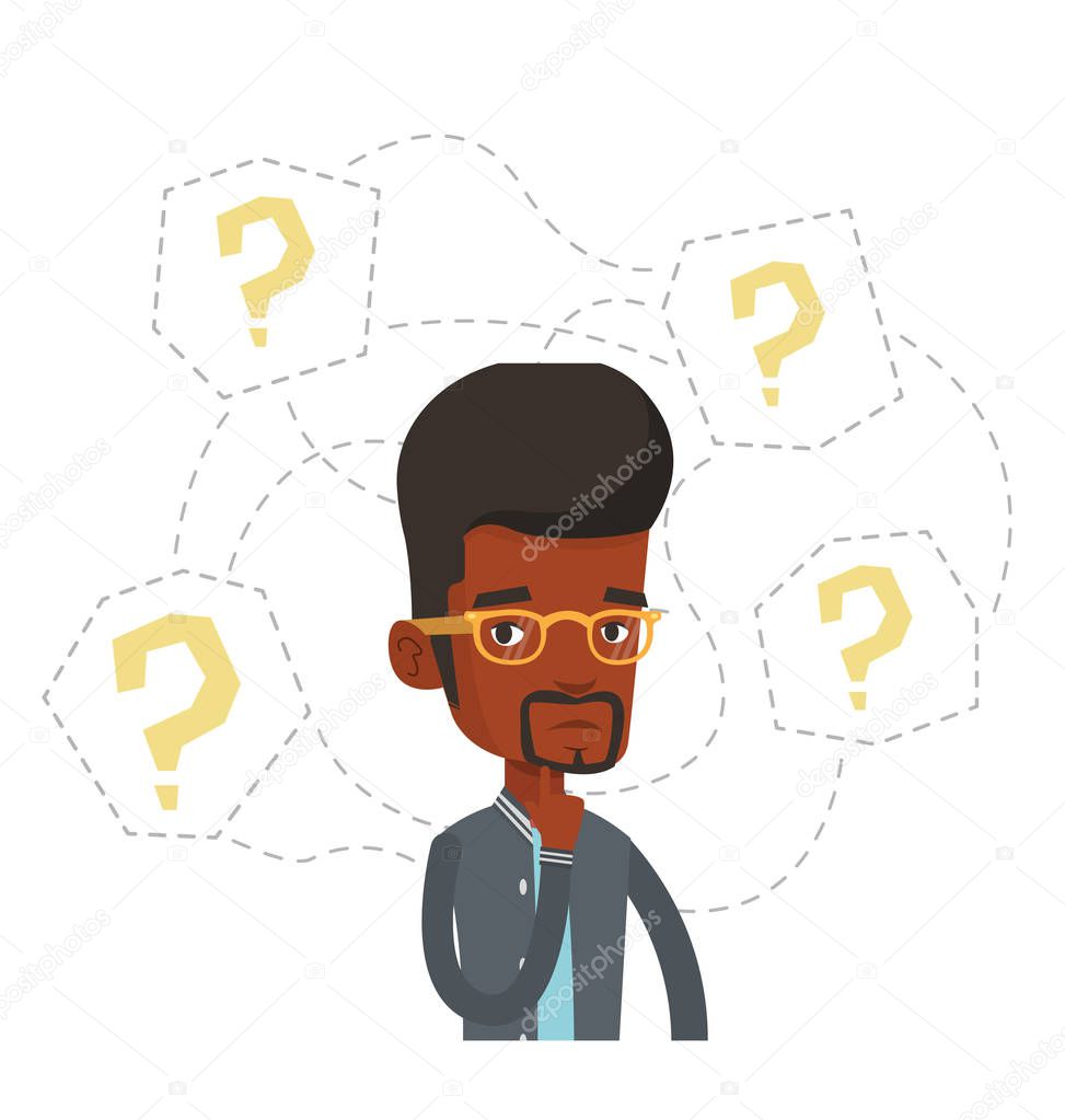 Young businessman thinking vector illustration.