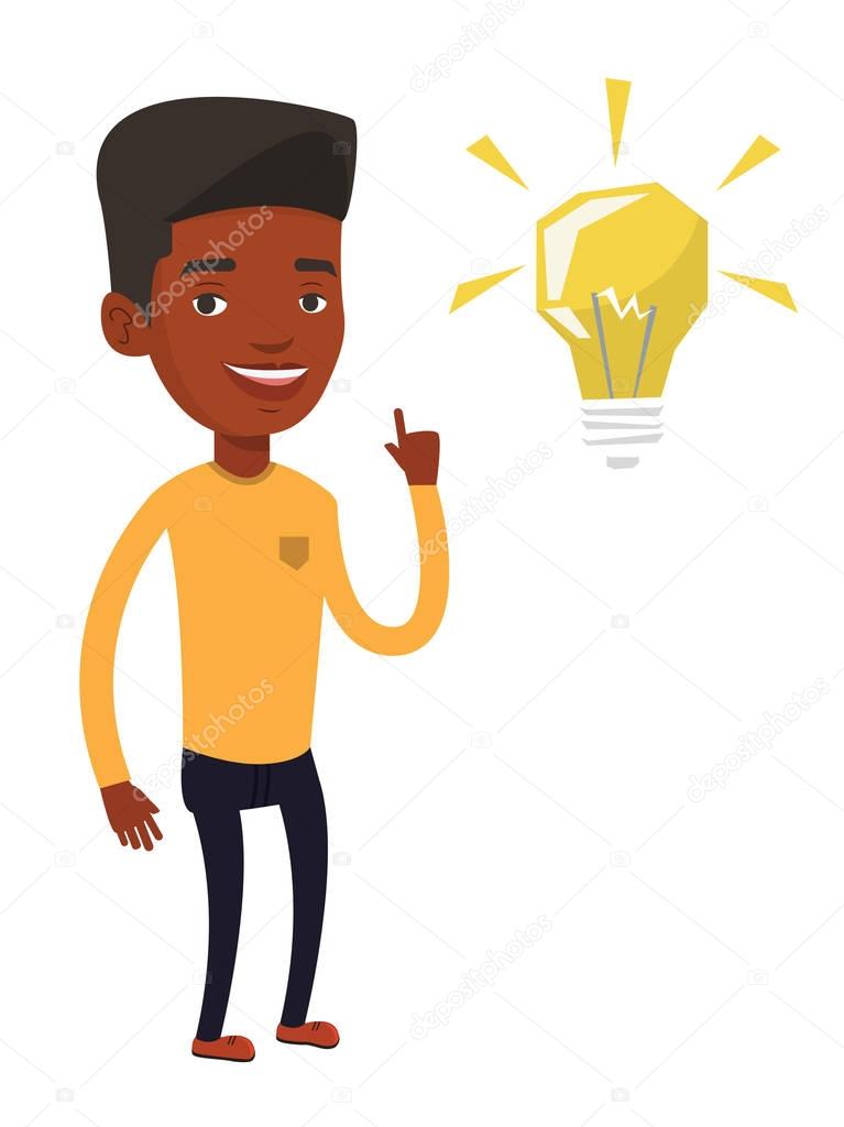 Student pointing at light bulb vector illustration