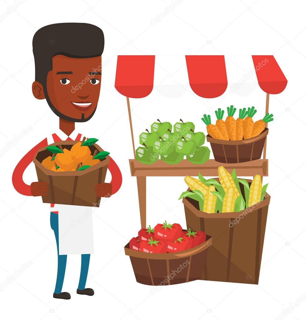 Greengrocer with fruits and vegetables.