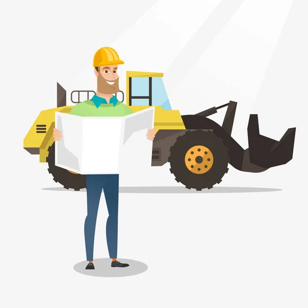 Ingeniero viendo una ilustración vectorial plano . — Vector de stock