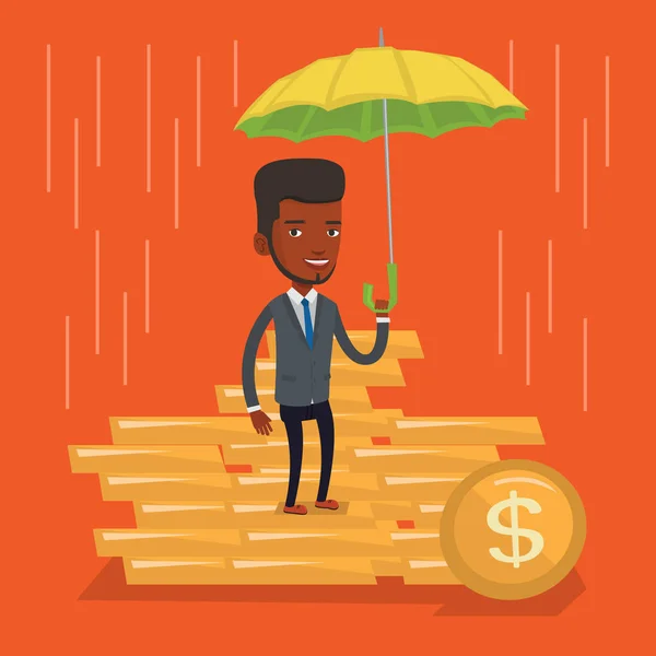 Businessman insurance agent with umbrella. — Stock Vector