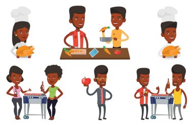 Yeme ve içme halkı vektör ayarla.