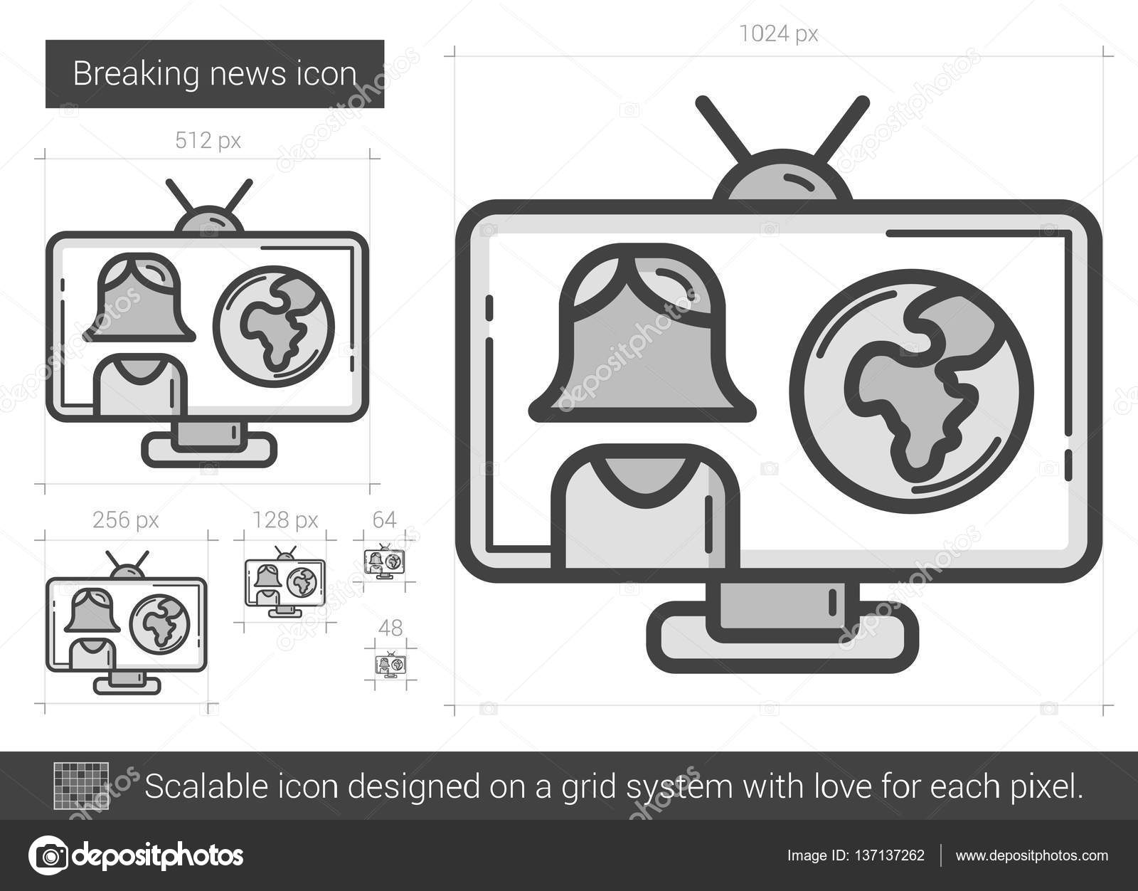 Breaking News Vector Line Icon Isolated On White Background For Infographic Website Or App Scalable Designed A Grid Breaking News Vector Line Icon Isolated On White Background For Infographic Website Or App Scalable Designed A Grid
