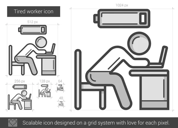 Moe werknemer lijn pictogram. — Stockvector