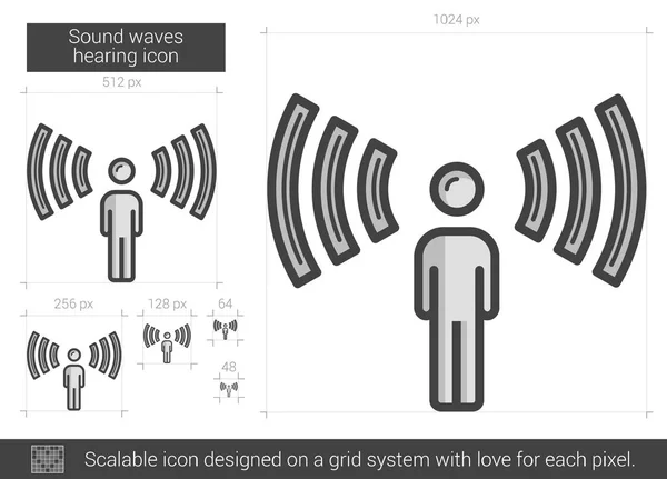 Sound waves hearing line icon. — Stock Vector