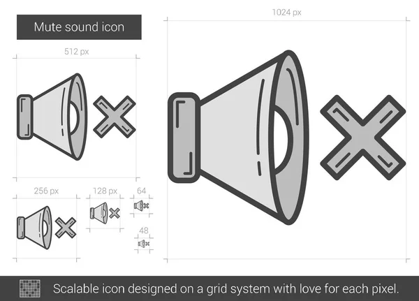 Mute geluid lijn pictogram. — Stockvector