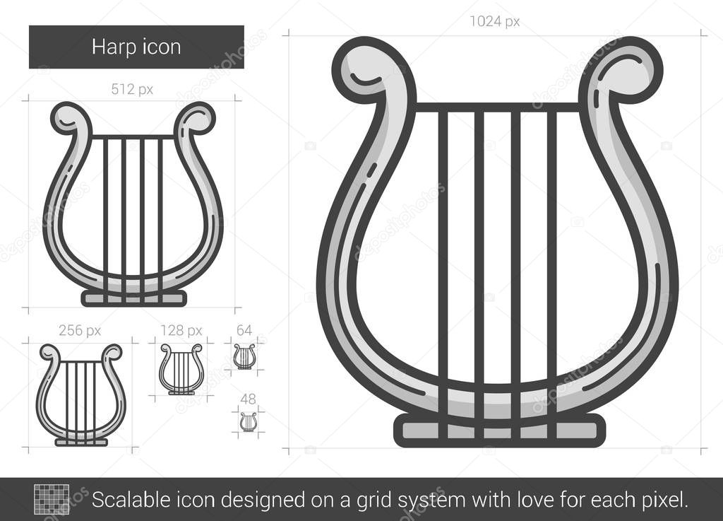 Harp line icon.