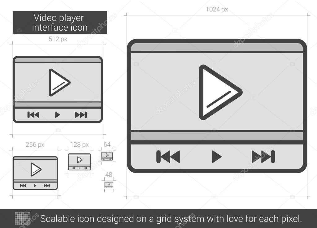 Video player interface line icon.