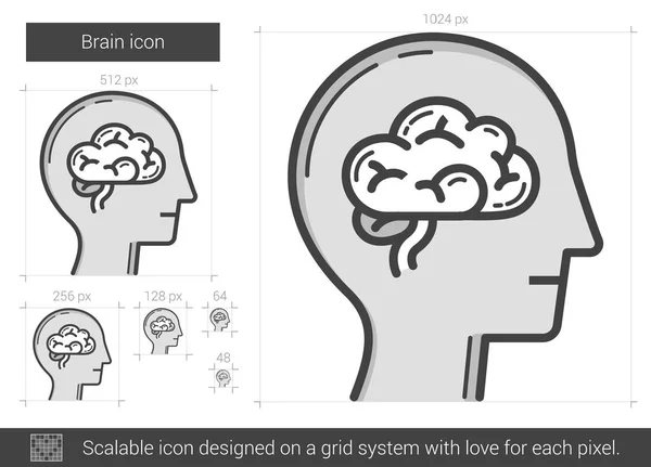Ikone der Gehirnlinie. — Stockvektor