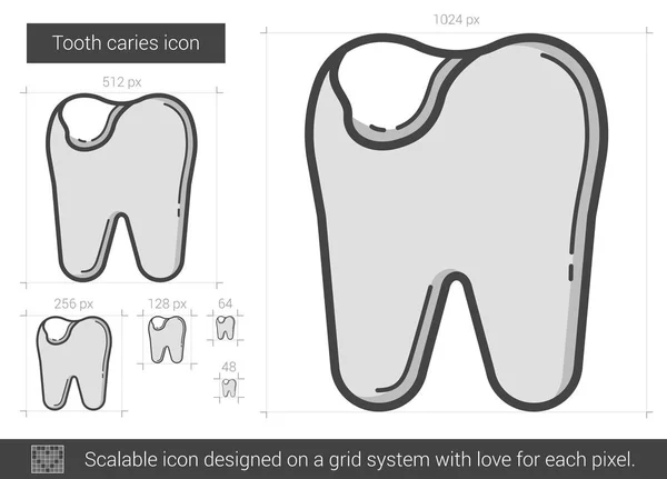 Tooth caries line icon. — Stock Vector