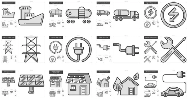 LINHA DE ECOLOGIA ICON SET . — Vetor de Stock