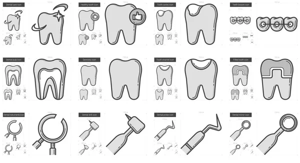 Stomatology line icon set. — Stock Vector