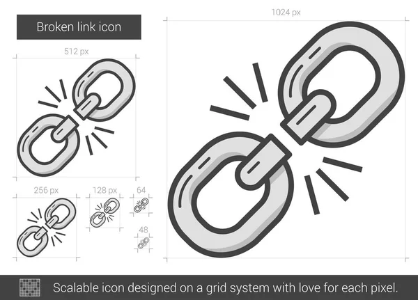 Icono de línea de enlace roto . — Vector de stock