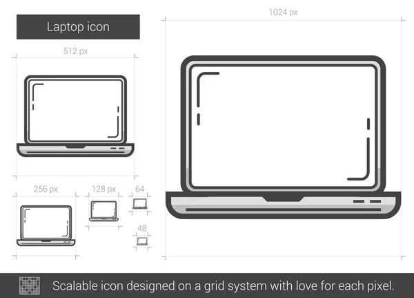 Laptop-Zeilensymbol. — Stockvektor