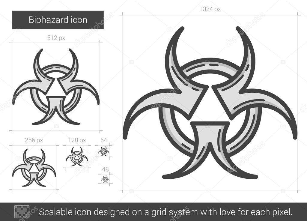 Biohazard line icon.