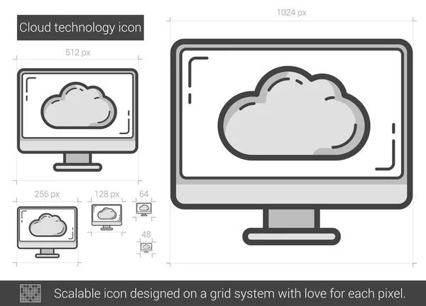 Ícone de linha de tecnologia de nuvem . — Vetor de Stock