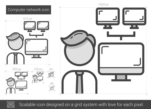 Icono de línea de red informática . — Archivo Imágenes Vectoriales