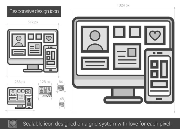 Ícone de linha de design responsivo. — Vetor de Stock