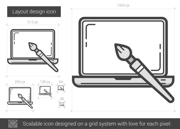 Εικονίδιο γραμμή σχεδίασης διάταξης. — Διανυσματικό Αρχείο
