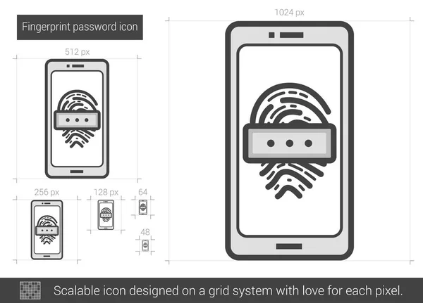Icône de ligne de mot de passe empreinte digitale . — Image vectorielle