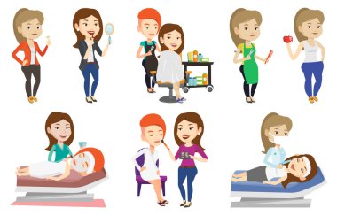 Vektör halkı güzellik işlemler sırasında ayarla..