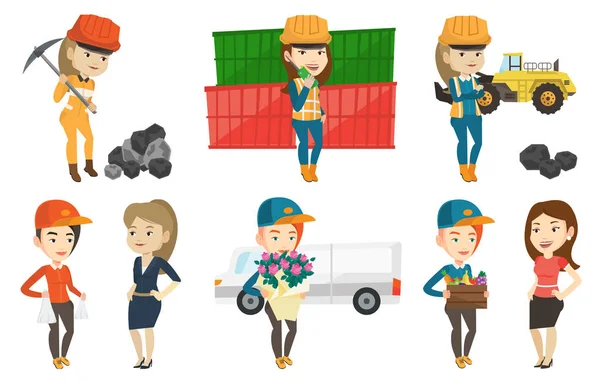 Vector set of industrial workers. — Stock Vector