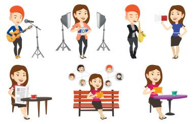 Vector set of media people characters. clipart