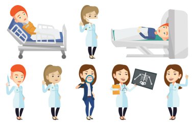 Vektör set doktor karakterler ve hastaların.