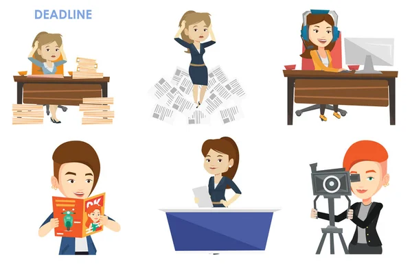 Vector set of media people characters. — Stock Vector