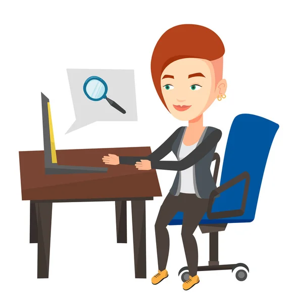 Podnikání žena pracující na svém laptopu. — Stockový vektor