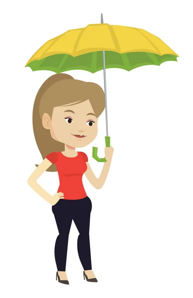 Business woman insurance agent with umbrella. — Stock Vector