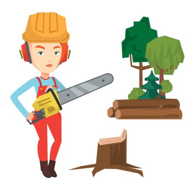 Oduncu chainsaw vektör çizim ile.