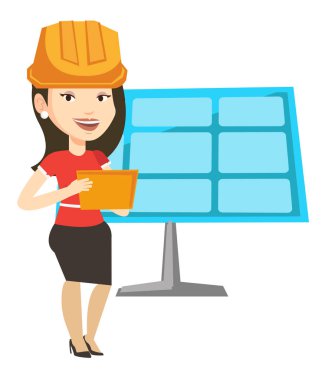 Güneş enerjisi Santrali kadın işçi.