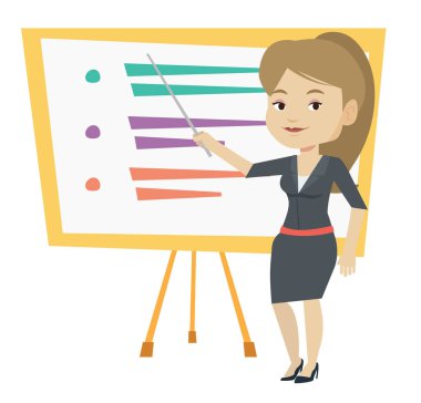 Öğretmen ya da öğrenci ayakta kurulu önünde.