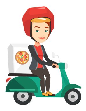 Scooter üzerinde pizza teslim kadın.